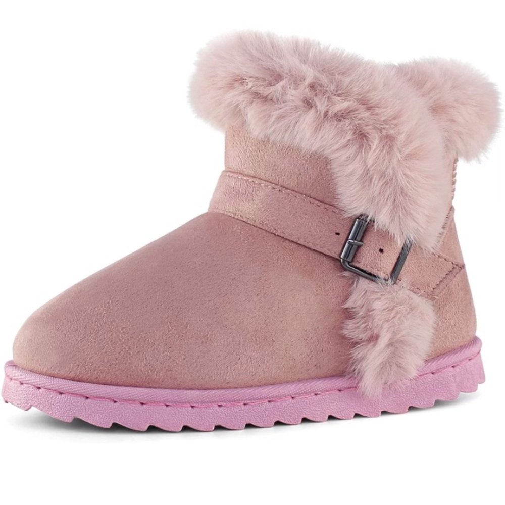 Tobfis Baby Girls Faux  Kids Warm Non Slip Winter Ankle Snow Boots Size 10.5